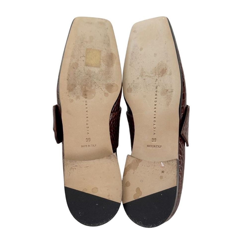 Victoria Beckham Square Toe Buckle Loafer Cognac Sz 39 - Picture 4 of 12